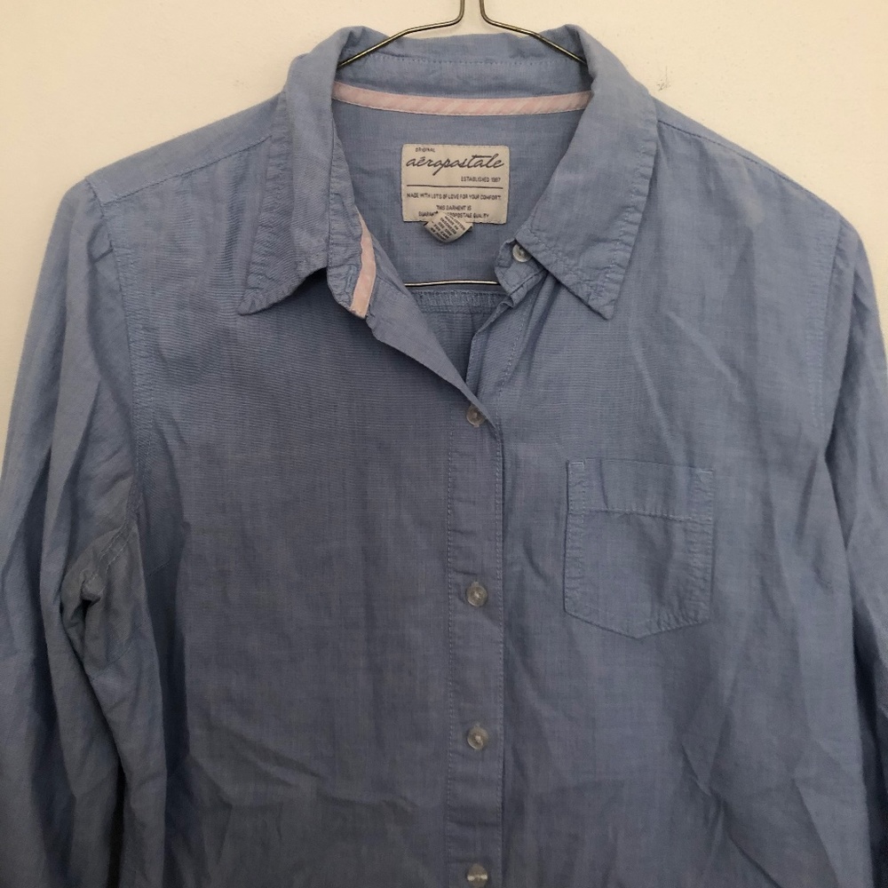 Women's Aeropostale Blue Button-Up Top